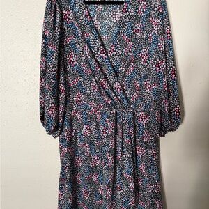River Island Long Sleeve Floral Dress - Black, Blue, Pink